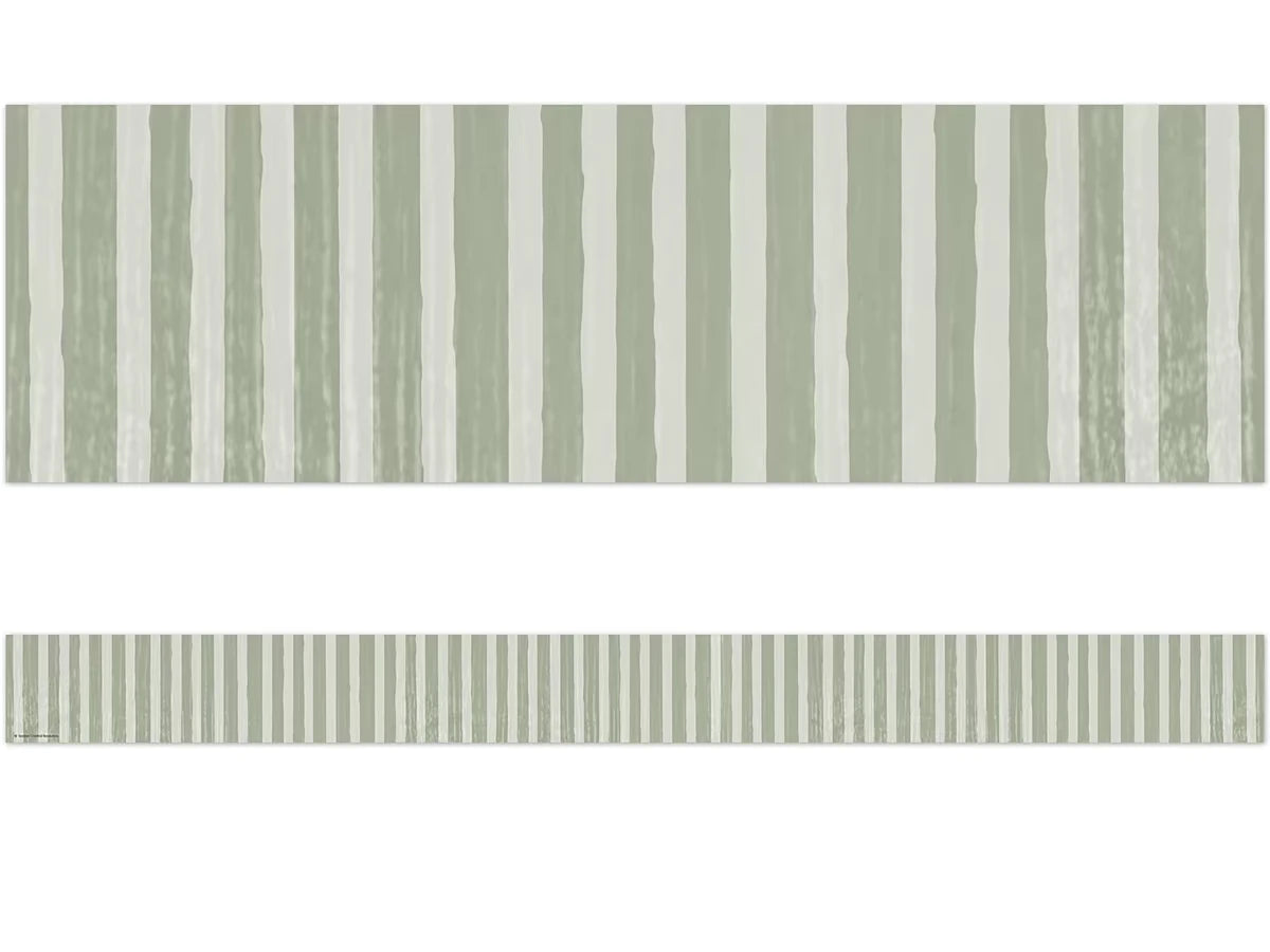 Classroom Cottage Sage Green Striped Border - US 8486