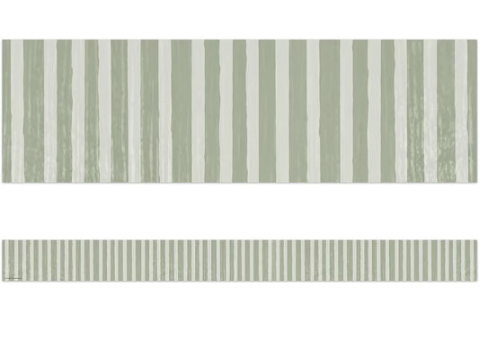 Classroom Cottage Sage Green Striped Border - US 8486