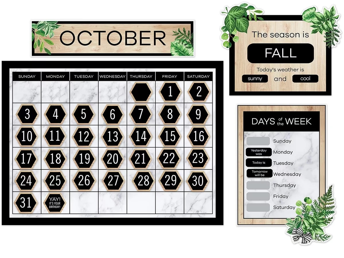 Simply Boho Calendar Bulletin Board Set - US 6401