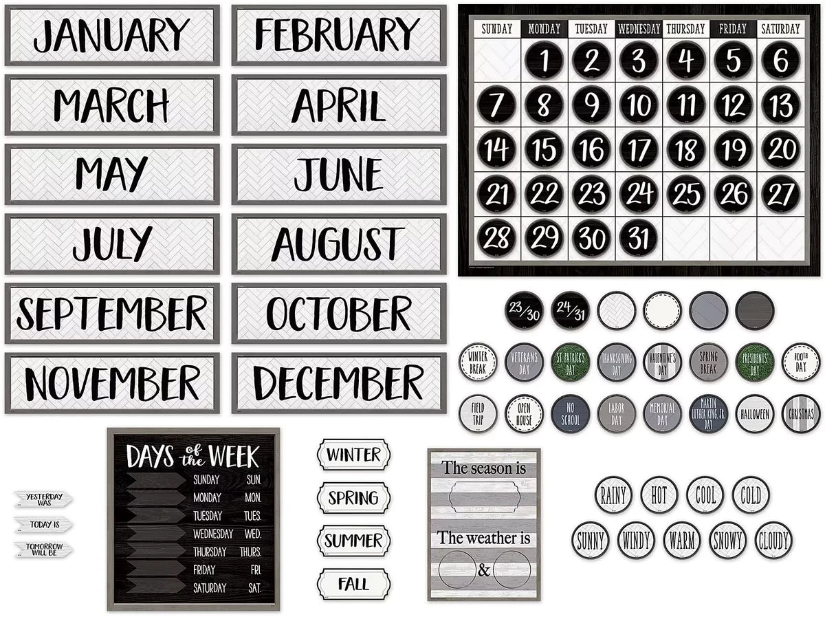 Modern Farmhouse Calendar Bulletin Board Set - US 4578