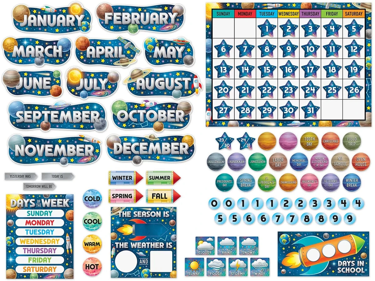 Outer Space Crew Calendar Bulletin Board Set - US 2925