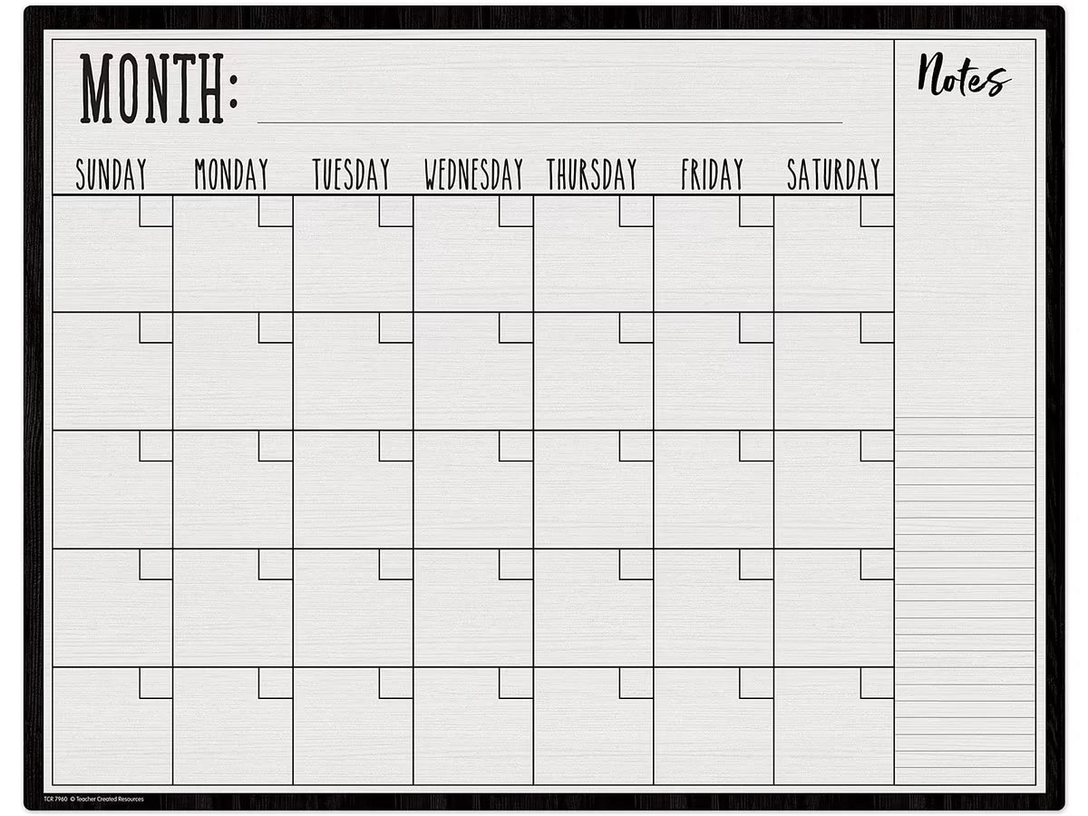 Modern Farmhouse Write & Wipe Classroom Calendar - US 4072
