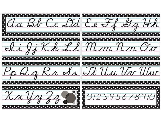 Black Polka Dot Cursive Bulletin Board Set - US 4840