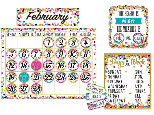 Confetti Calendar Bulletin Board Set - US 7822