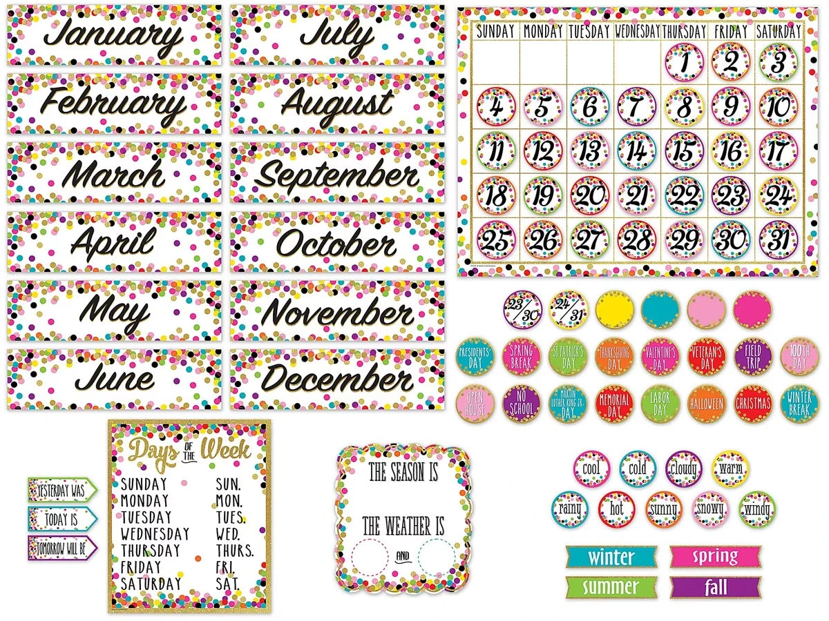 Confetti Calendar Bulletin Board Set - US 7822