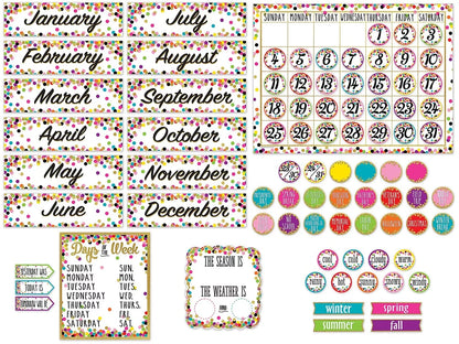 Confetti Calendar Bulletin Board Set - US 7822
