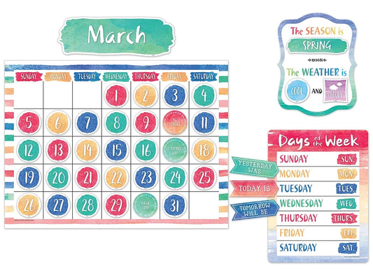 Watercolor Calendar Bulletin Board Set - US 5768