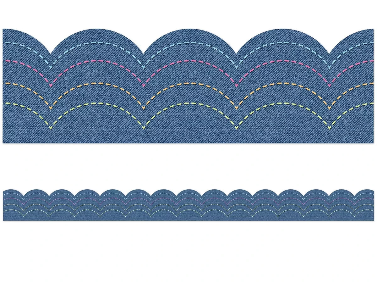 Crafty and Cool Denim Scalloped Waves Border - US 5347