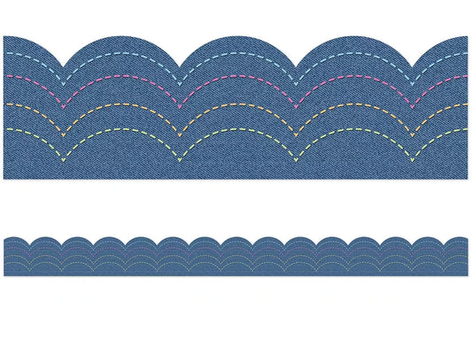 Crafty and Cool Denim Scalloped Waves Border - US 5347