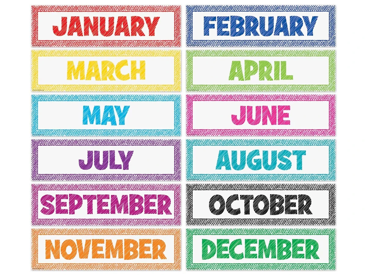 Scribble Months of the Year Bulletin Board Set - US 9954