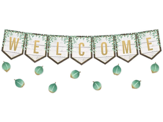 Eucalyptus Welcome Pennant Bulletin Board Set - US 9316