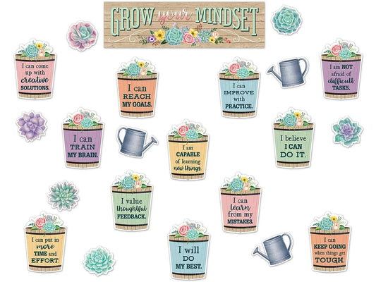 Rustic Bloom Growth Mindset Bulletin Board Set - US 2730