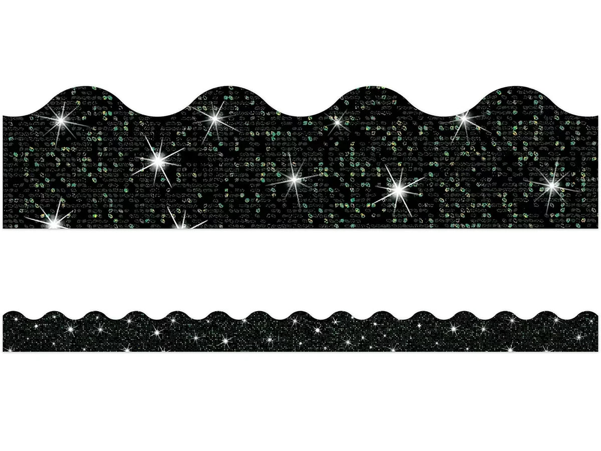 Black Sparkle Scalloped Border - US 3015