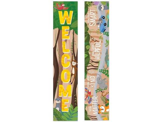 Jungle Friends Double-Sided Welcome Banner - US 5130