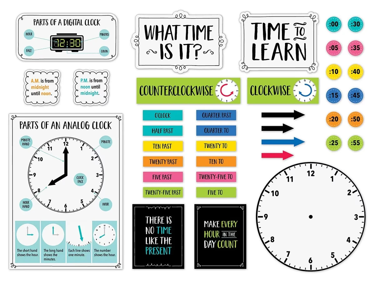Core Decor Telling Time Bulletin Board Set - US 3012