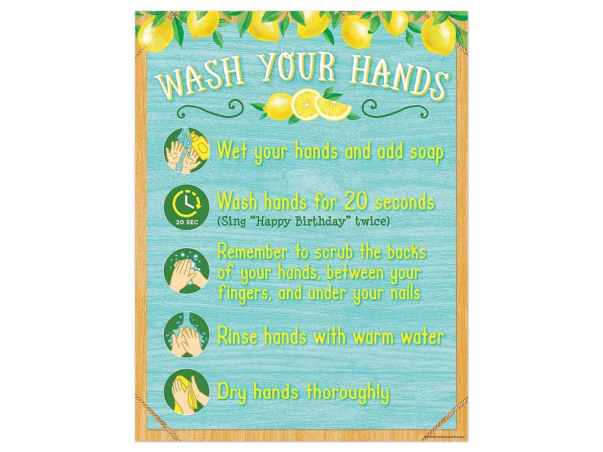 Lemon Zest Wash Your Hands Reference Poster - US 4236