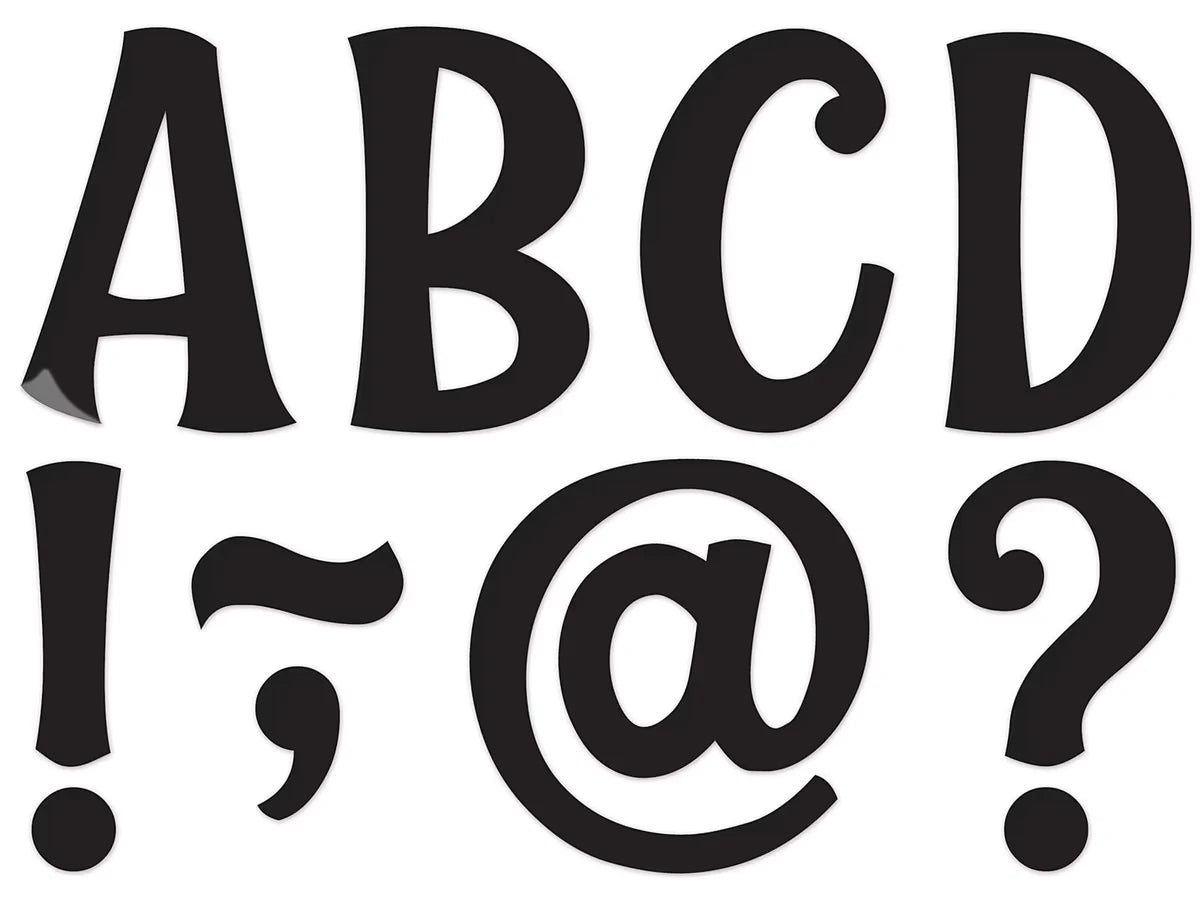 Whimsical Black 3" Magnetic Punch-Out Letters - US 7814