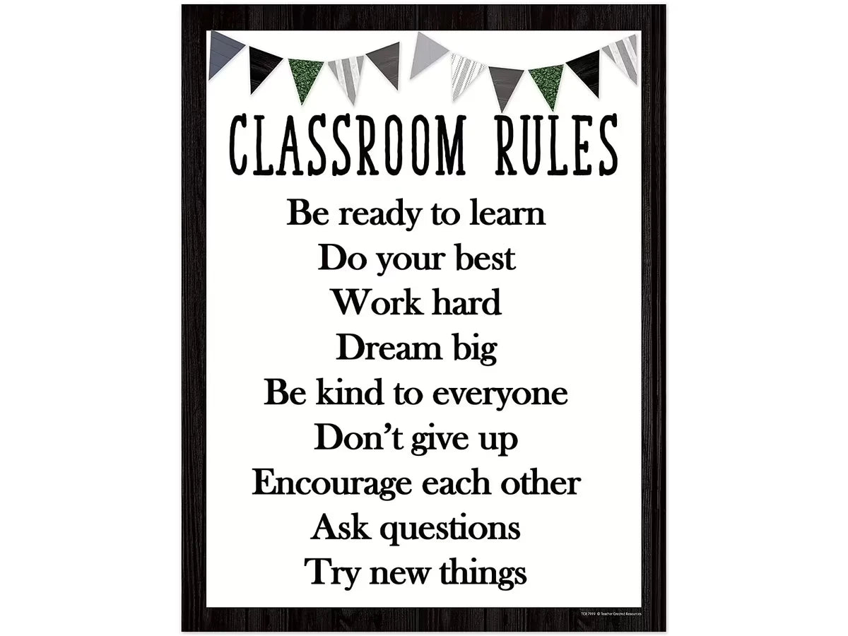 Modern Farmhouse Classroom Rules Poster - US 4387