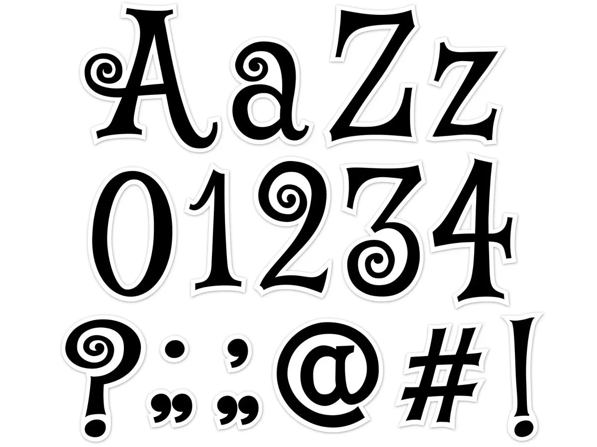 Black Swirl 4" Punch-Out Letters - US 7964
