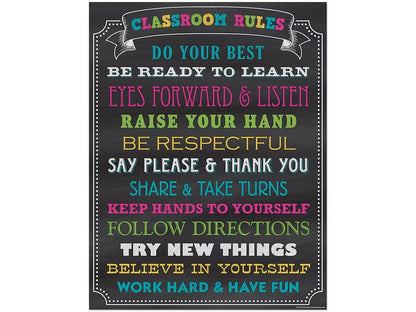 Chalkboard Brights Classroom Rules Poster - US 3018