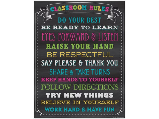Chalkboard Brights Classroom Rules Poster - US 3018
