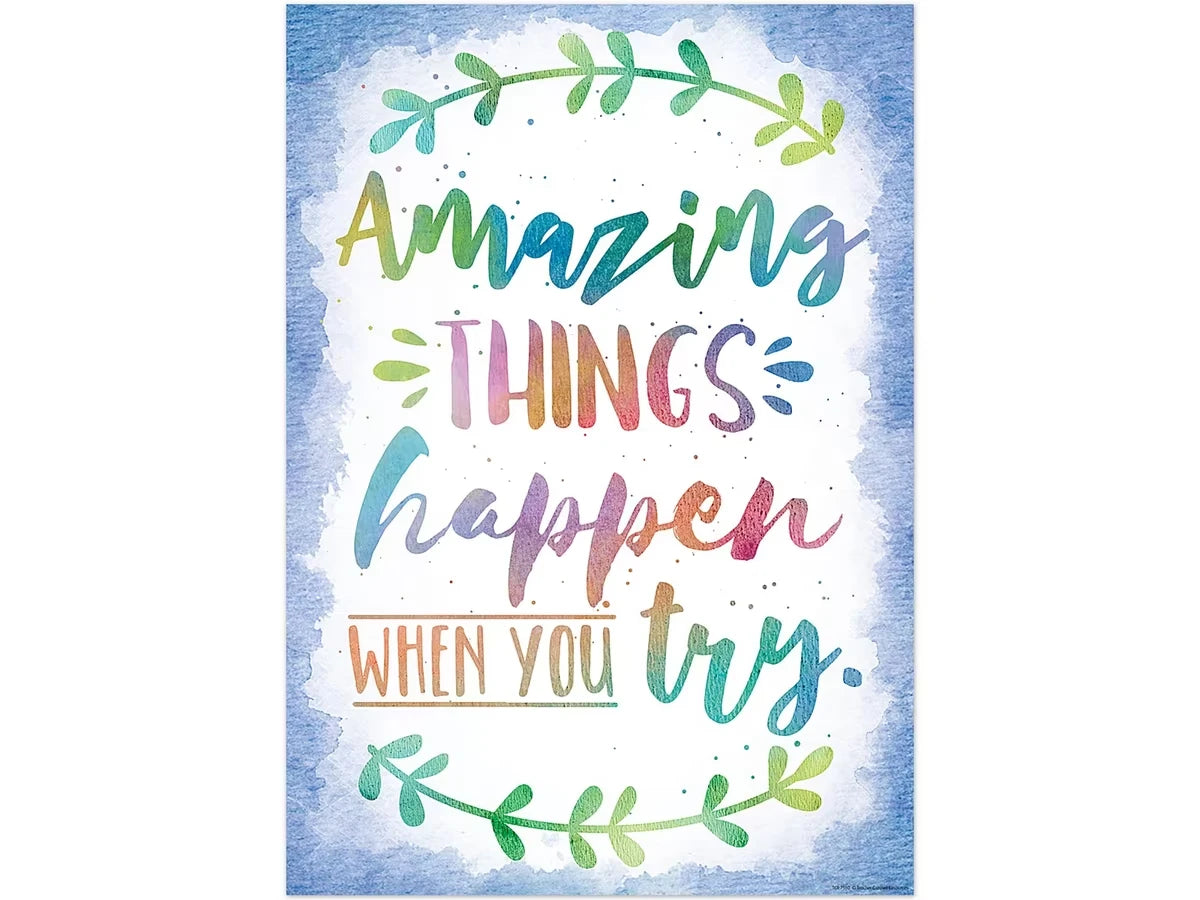 Watercolor Amazing Things Happen When You Try Poster - US 8673