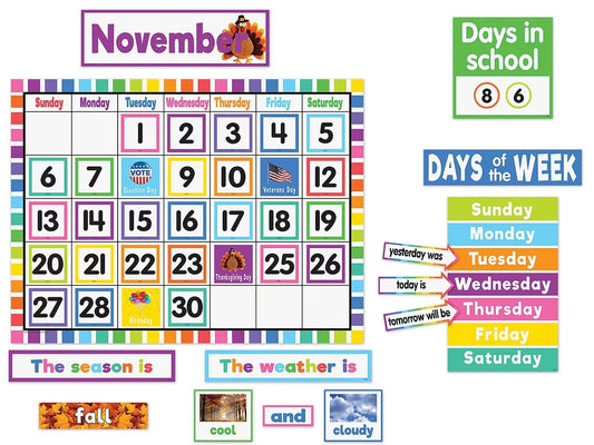 Colorful Calendar Bulletin Board Set - US 1627