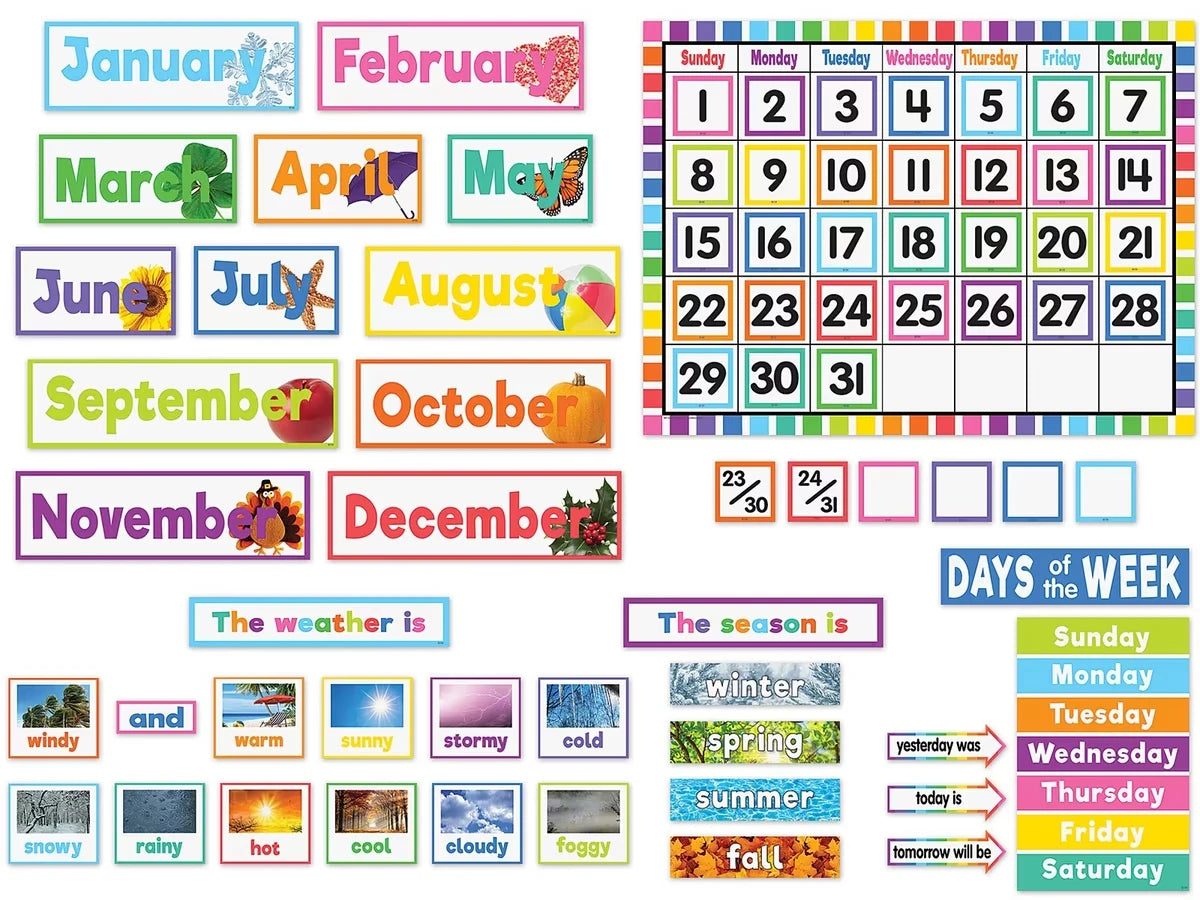 Colorful Calendar Bulletin Board Set - US 1627