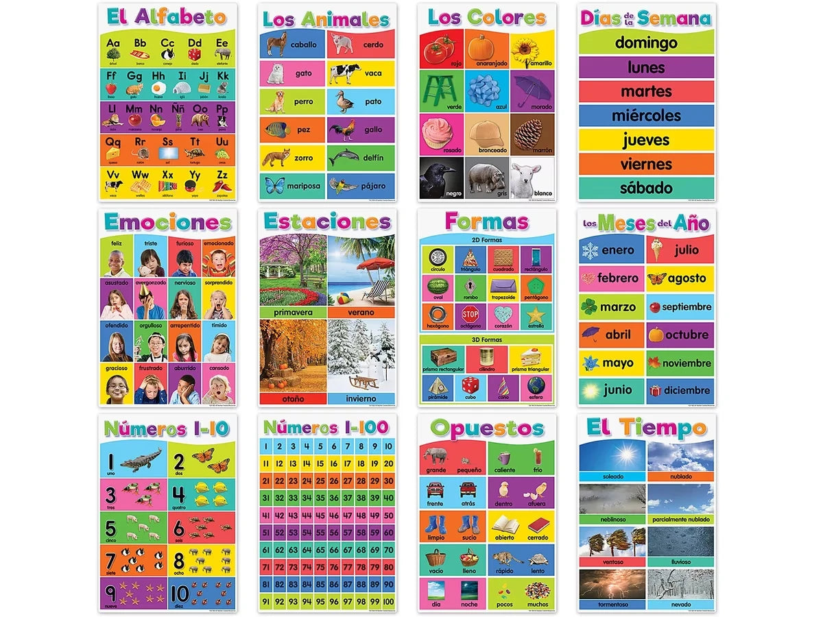 Colorful Spanish Basics Small Poster Pack - US 4680