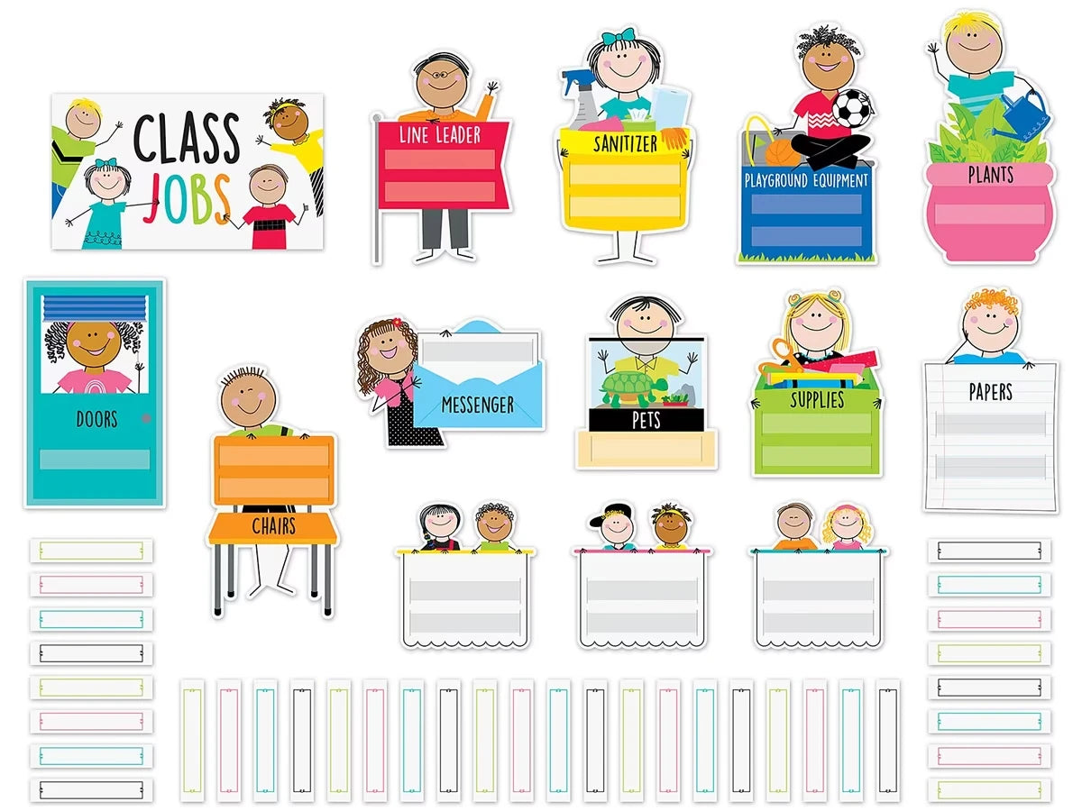 Stick Kids Classroom Jobs Bulletin Board Set - US 2967