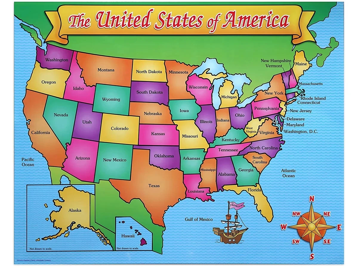 Friendly Write & Wipe U.S.A. Map Poster - US 6648