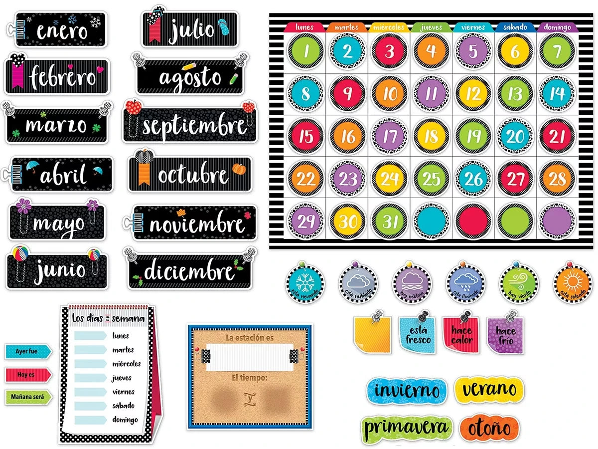 Bold & Bright Spanish Calendar Bulletin Board Set - US 5580