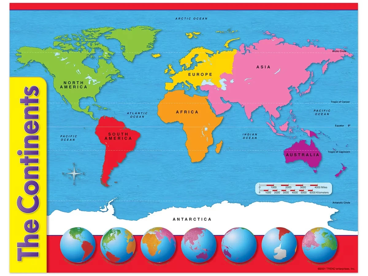 The Continents World Map Poster - US 5641