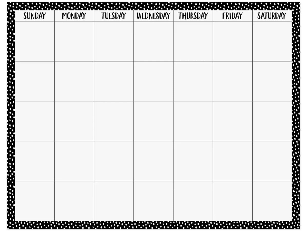 Black & White Messy Dot Classroom Calendar Poster - US 8308