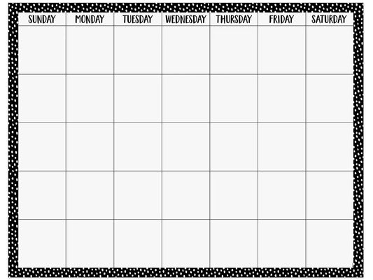 Black & White Messy Dot Classroom Calendar Poster - US 8308