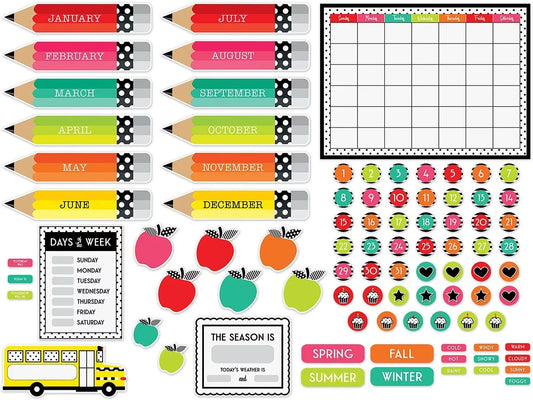 Black, White & Stylish Brights Calendar Bulletin Board Set - US 1510