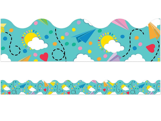 Happy Place Paper Airplane Scalloped Border - US 5213