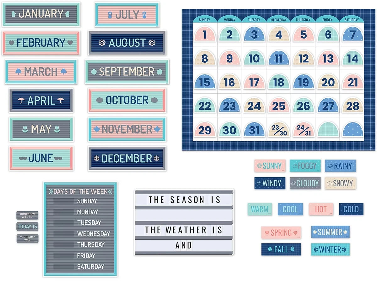 Calm & Cool Calendar Bulletin Board Set - US 8382