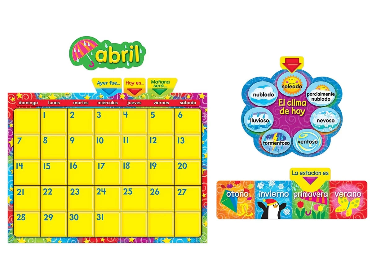 Spanish Write & Wipe Calendar Bulletin Board Set - US 6649