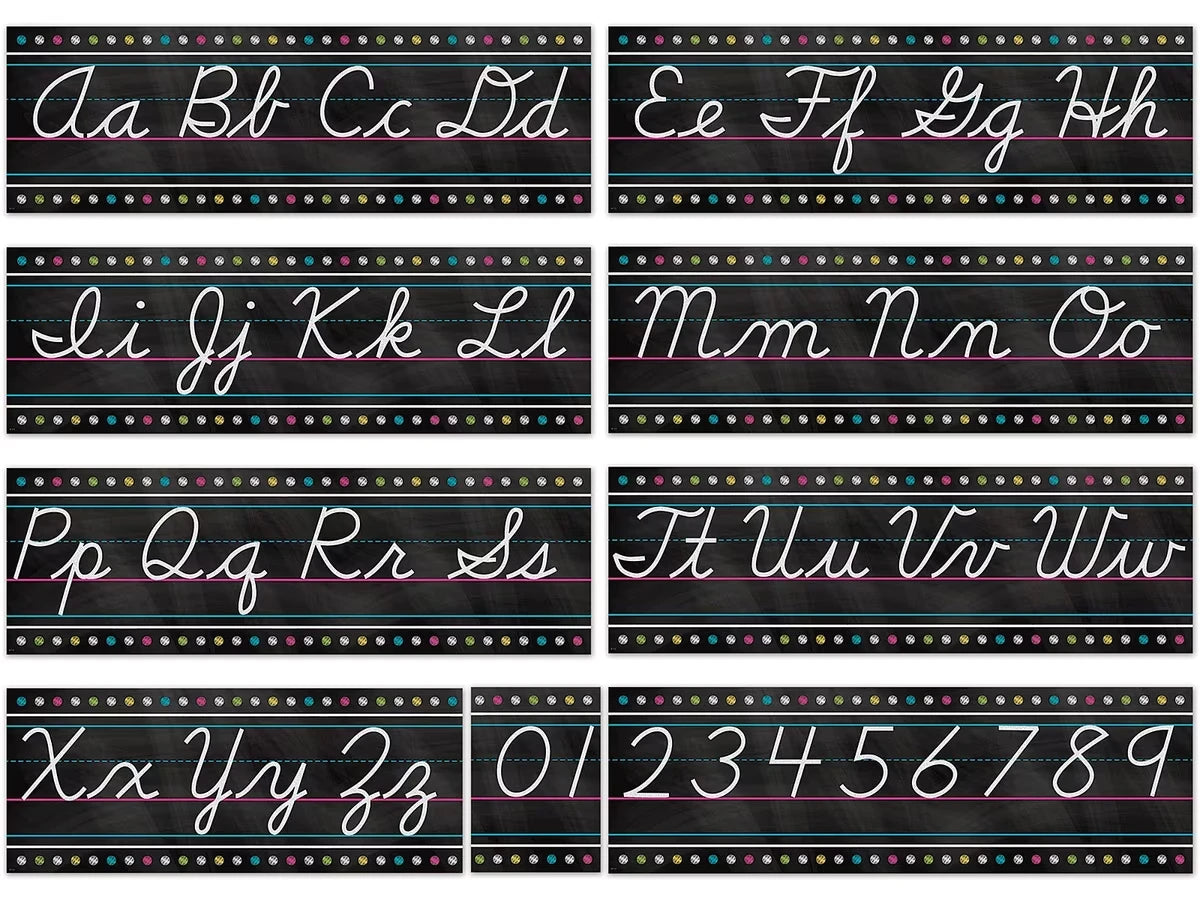 Chalkboard Brights Cursive Bulletin Board Set - US 3615