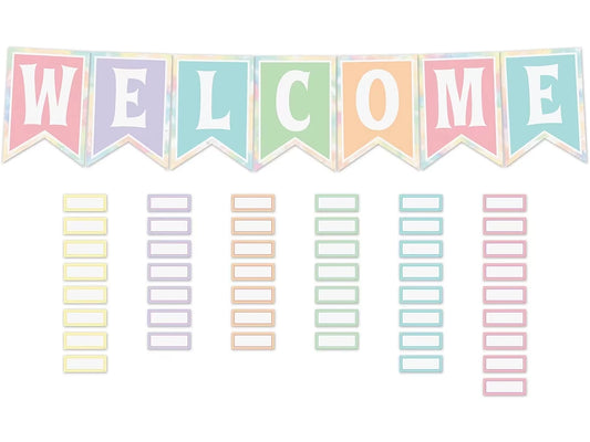 Pastel Pop Pennant Welcome Bulletin Board Set - US 7494