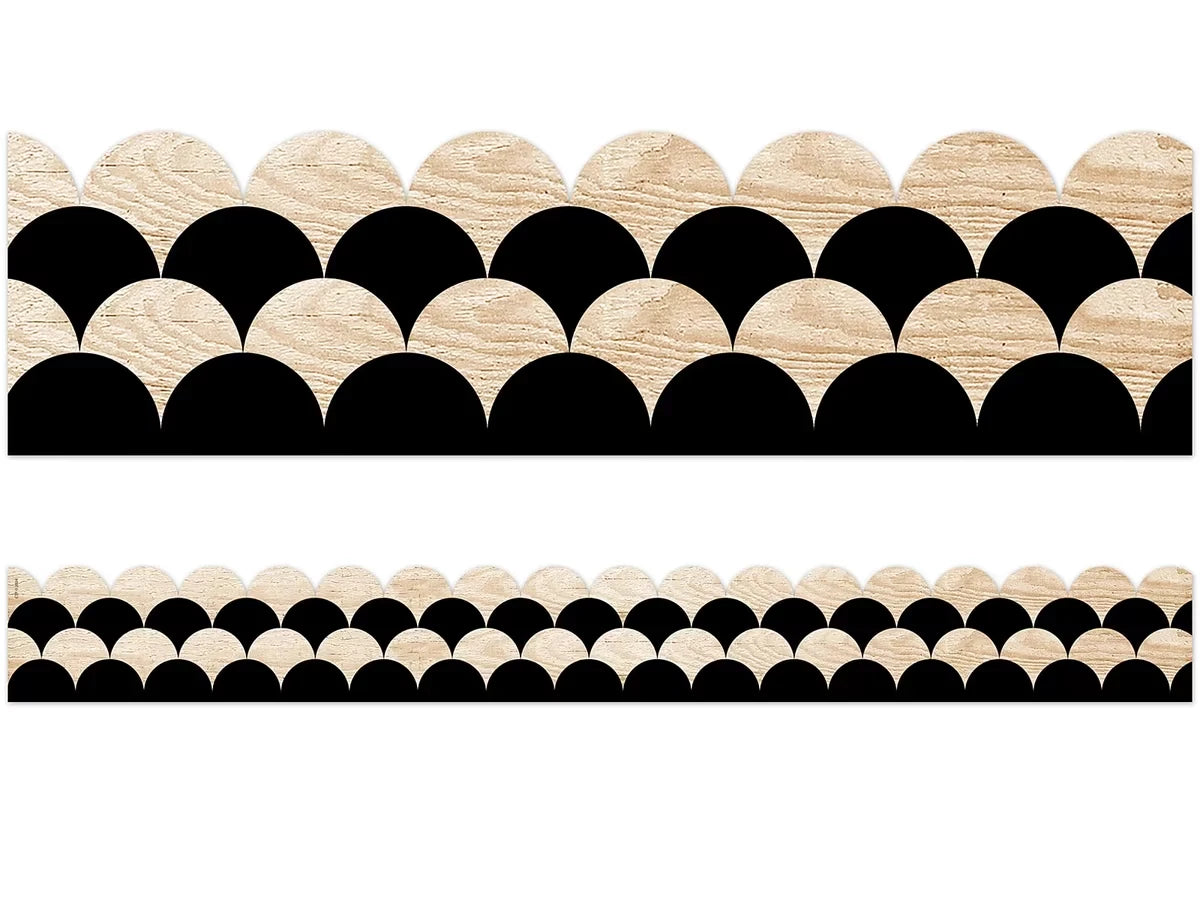 Black & Wood Scalloped Border - US 4496