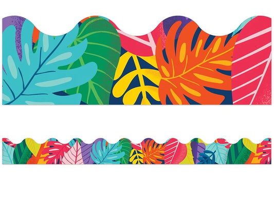 One World Colorful Leaf Scalloped Border - US 7430