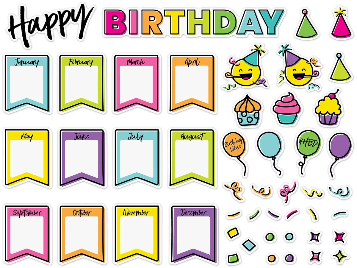 Kind Vibes Birthday Bulletin Board Set - US 3081