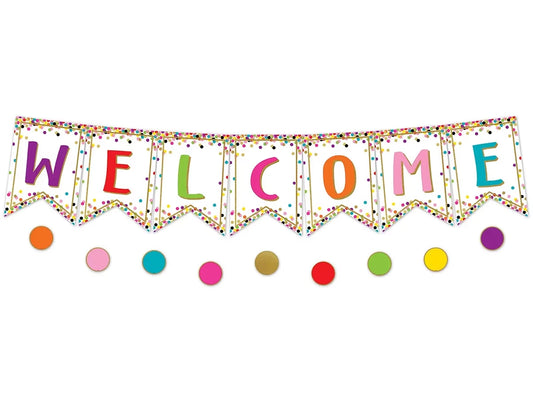 Confetti Welcome Pennant Bulletin Board Set - US 7714
