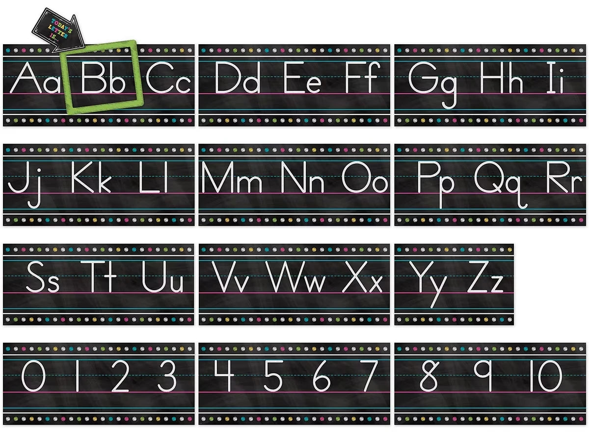 Chalkboard Brights Traditional Manuscript Bulletin Board Set - US 9423