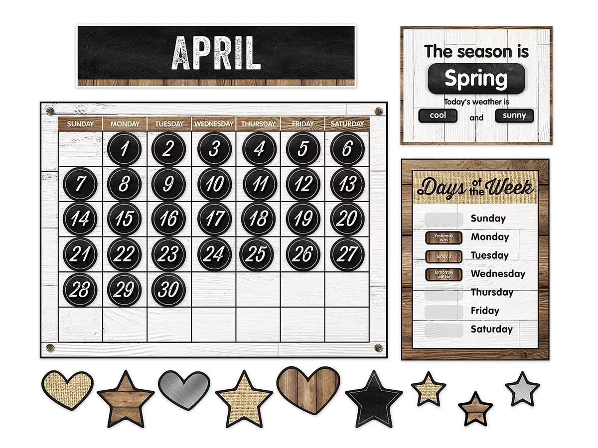 Industrial Chic Calendar Bulletin Board Set - US 4851