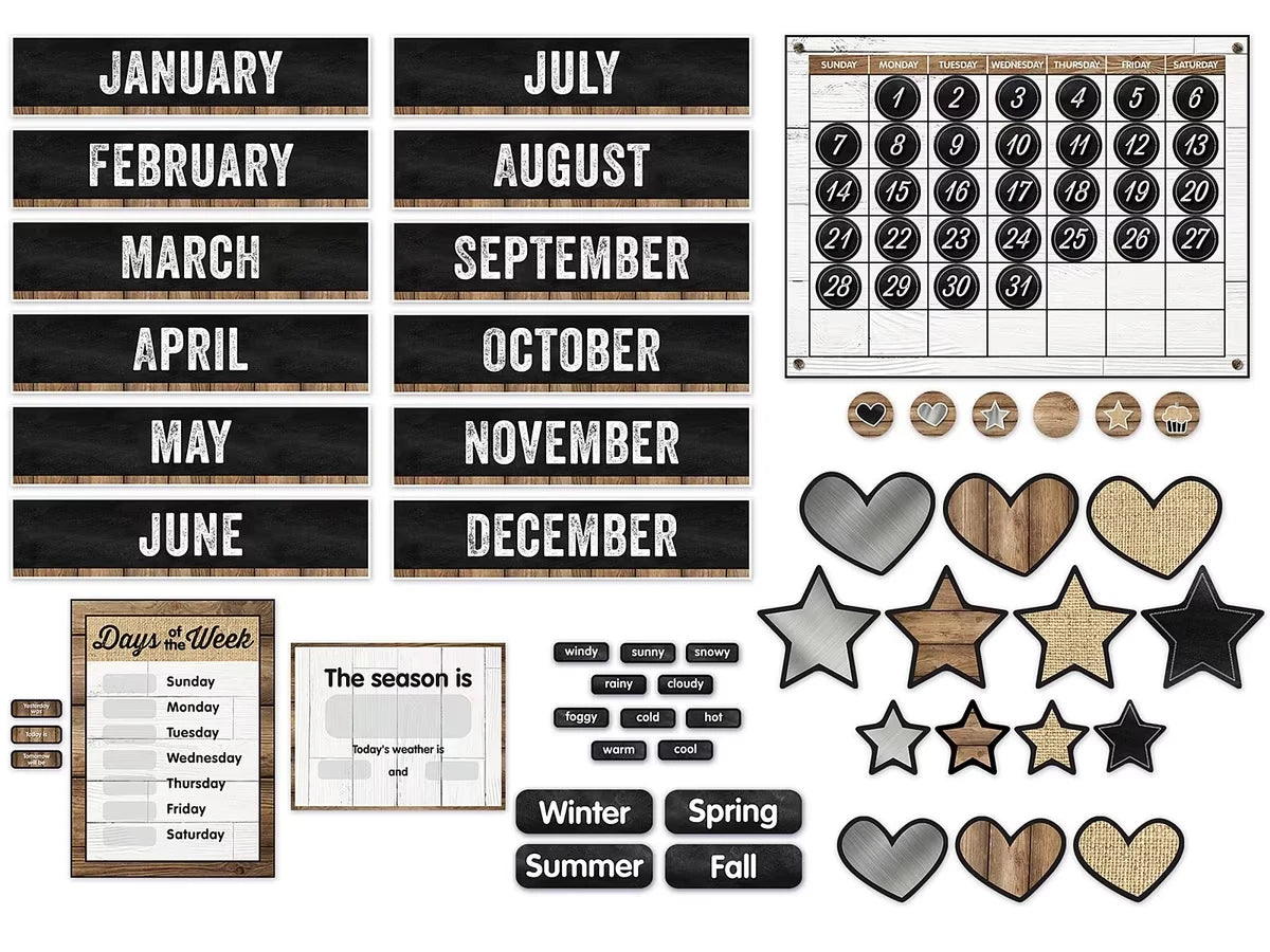 Industrial Chic Calendar Bulletin Board Set - US 4851