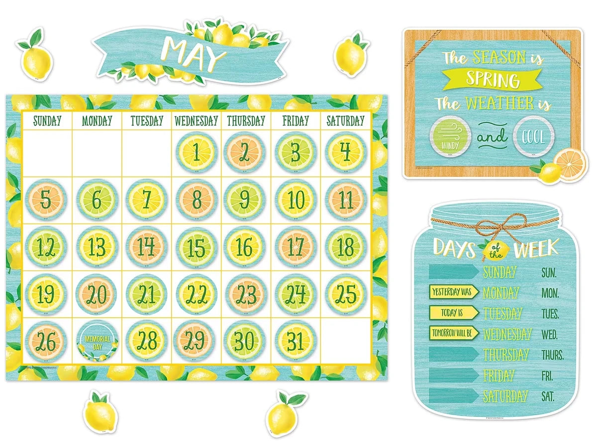 Lemon Zest Calendar Bulletin Board Set - US 1791