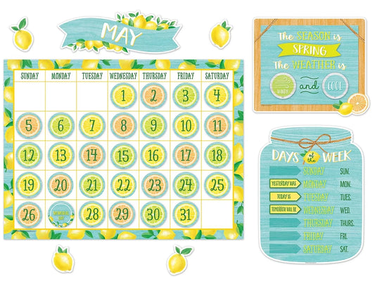 Lemon Zest Calendar Bulletin Board Set - US 1791